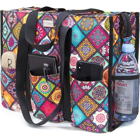 Water Resistant Tote Bag for women with 13 Exterior & Interior Pockets, main image 5